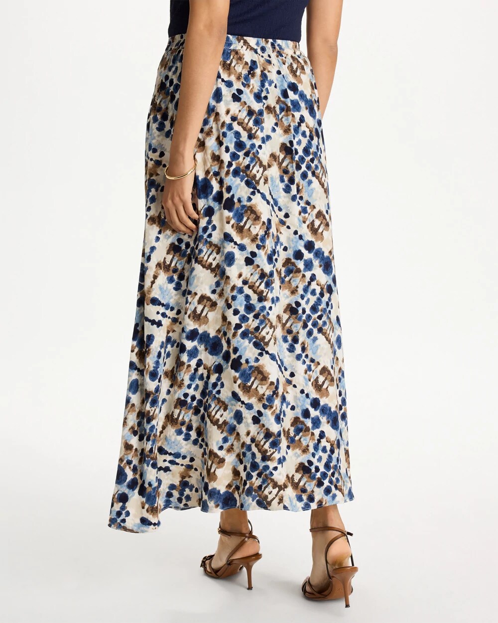 Faux Silk Printed Maxi Skirt