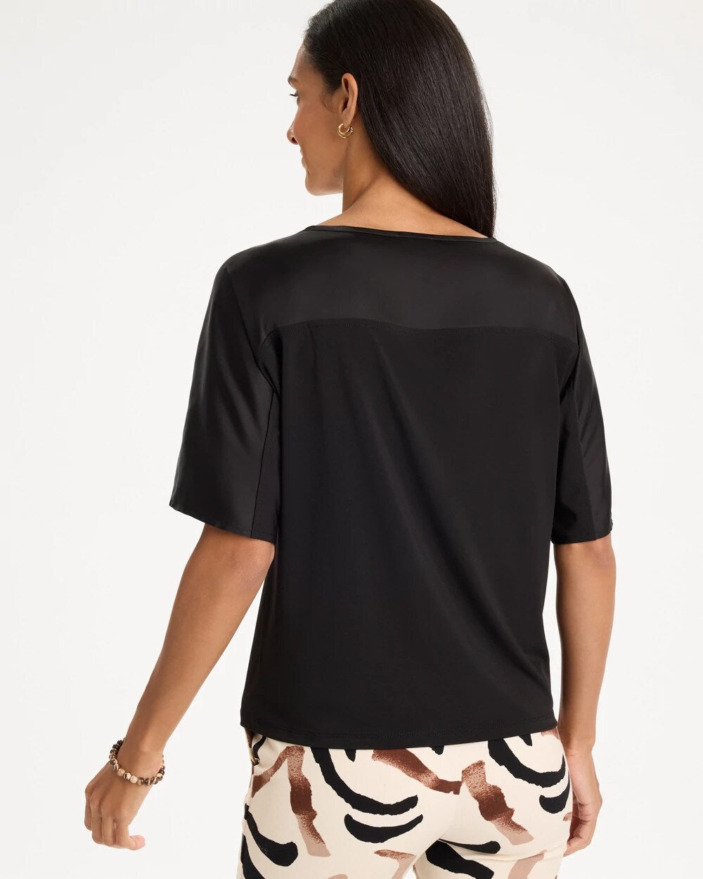 Jersey Satin Trim Elbow Tee
