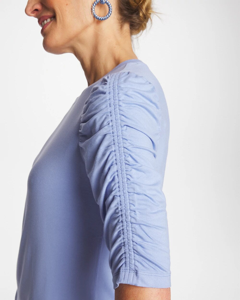 Touch of Cool Ruched Sleeve Knit Tee