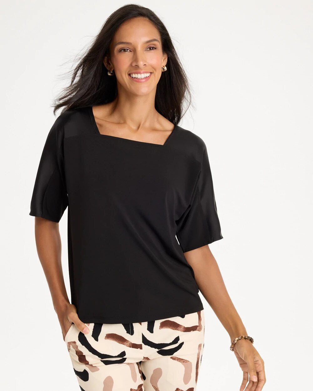 Jersey Satin Trim Elbow Tee