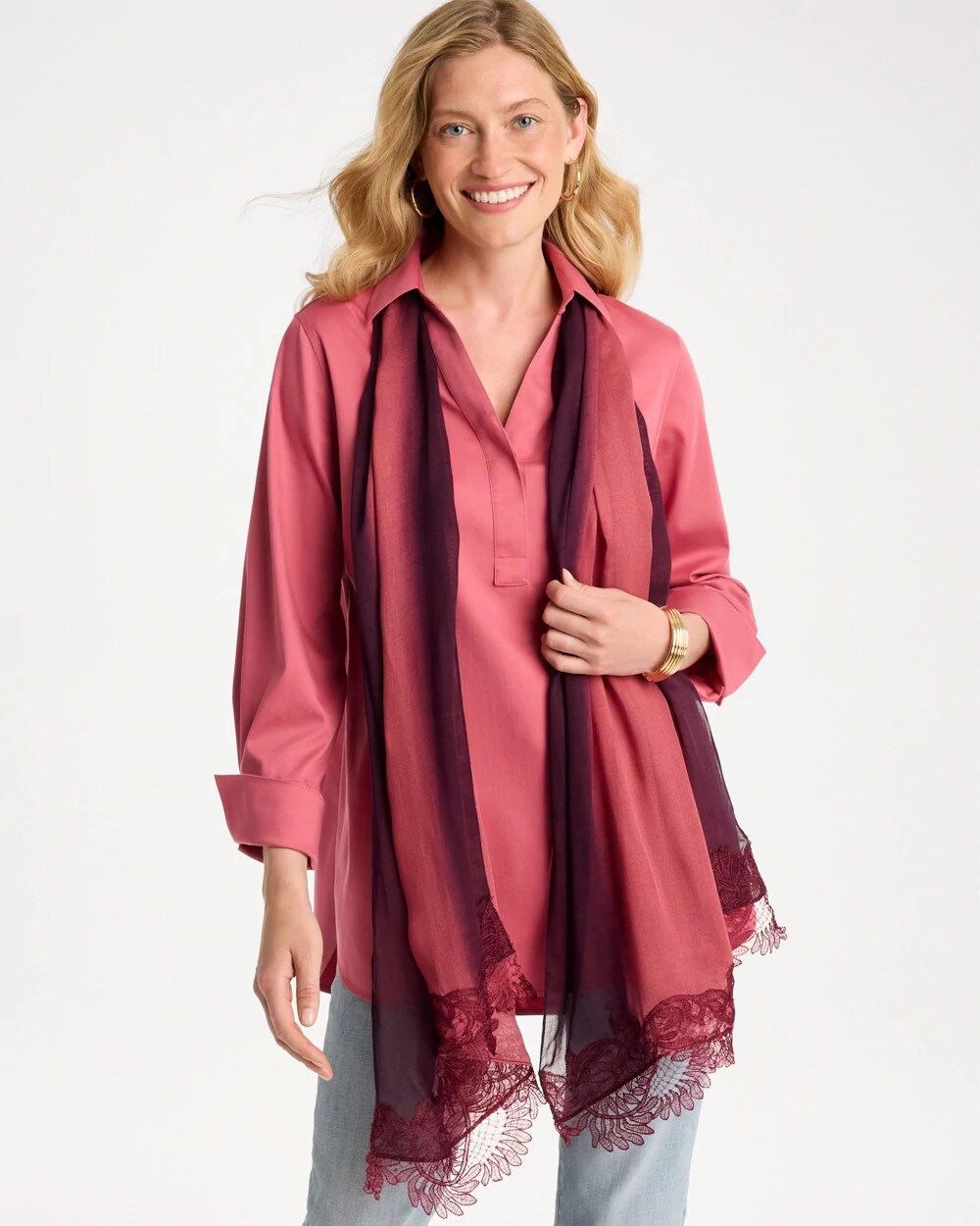 Ombre Lace Oblong Scarf