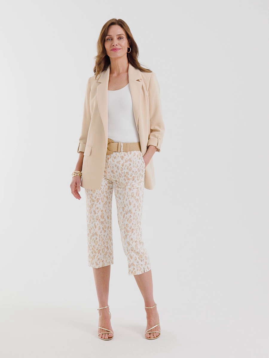 Animal Print Emme Sateen Straight Capri Pants