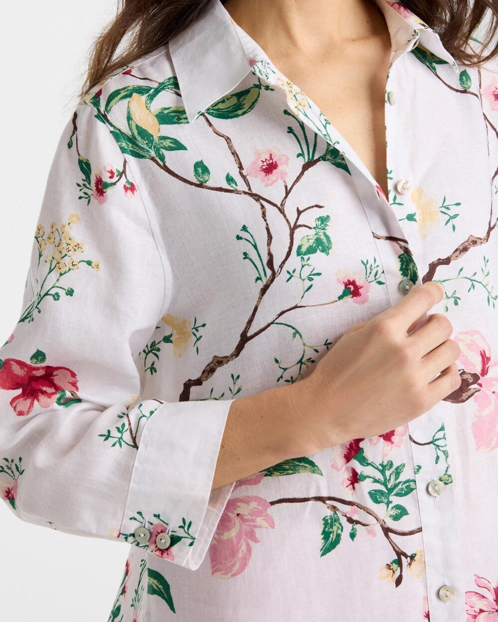 No Iron Kyoto Bloom Linen Shirt