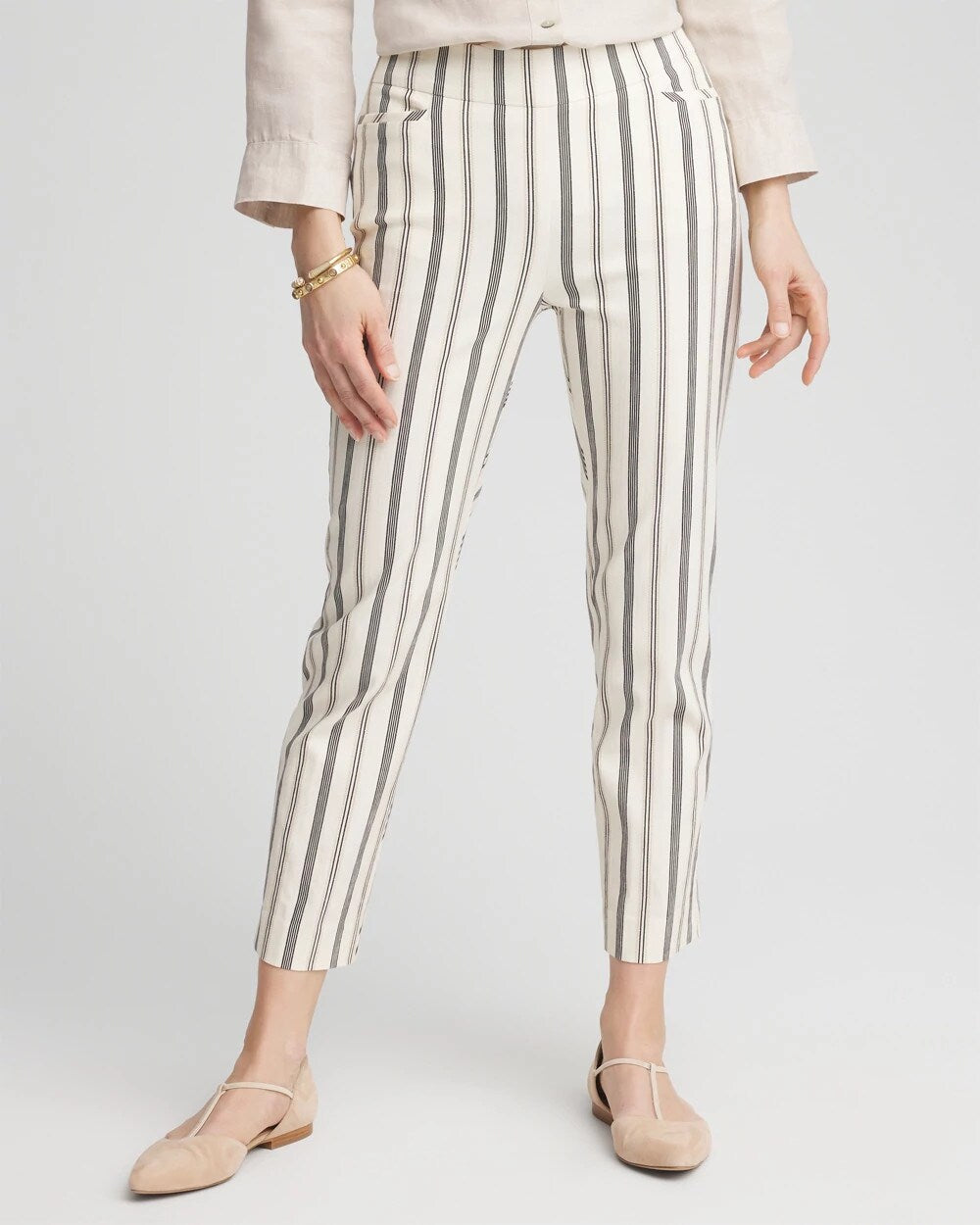 Brigitte Slub Striped Cropped Pants