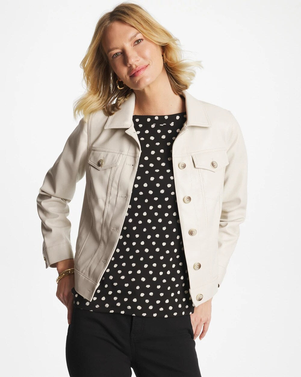 Faux Leather Trucker Jacket