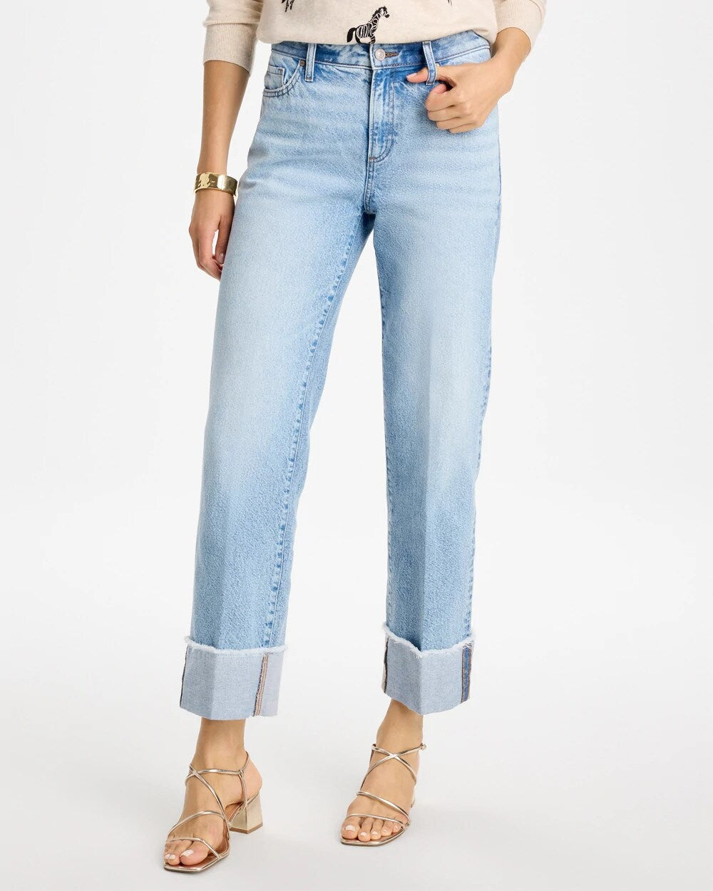 Vintage Chic Fray Straight Crops