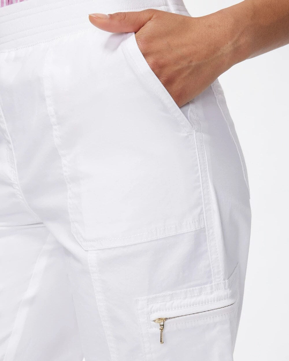 Alabaster Poplin Cropped Roll Tab Pants