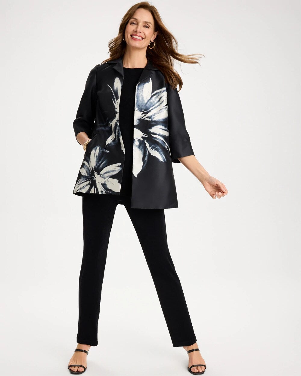 Travelers Collection Floral Long Jacket