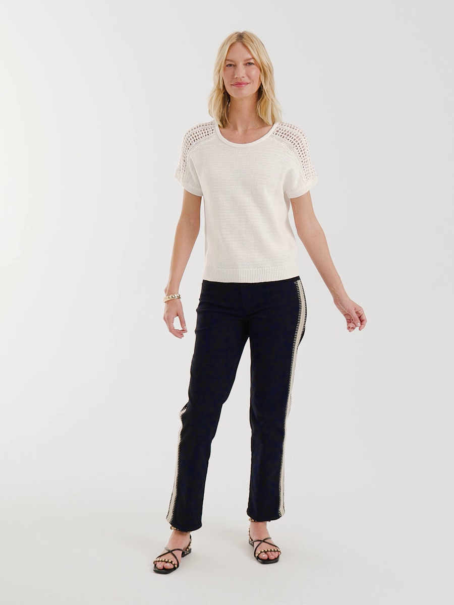 Pointelle Stitch Pullover Sweater