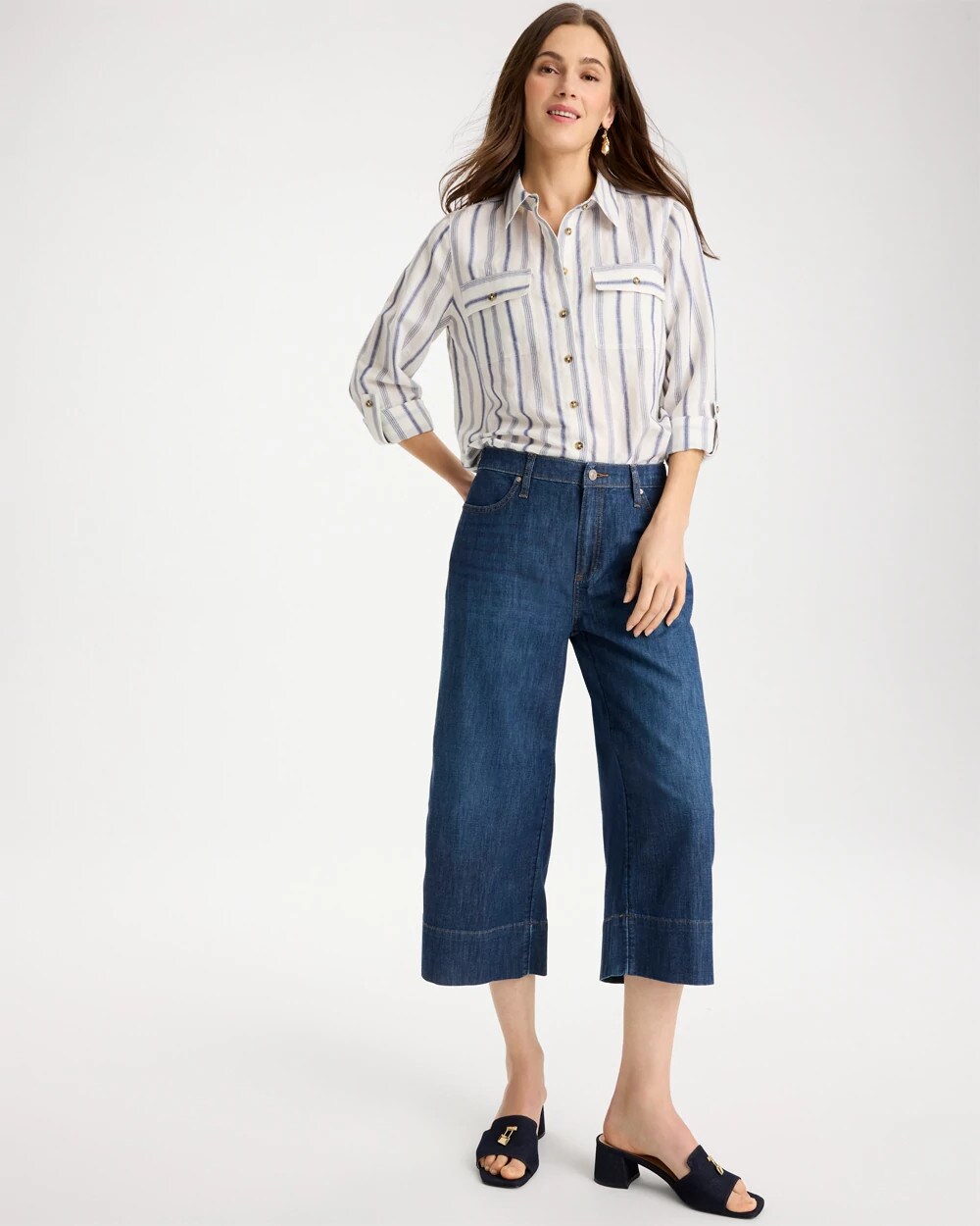 Lightweight Wide-Leg Capri Jeans