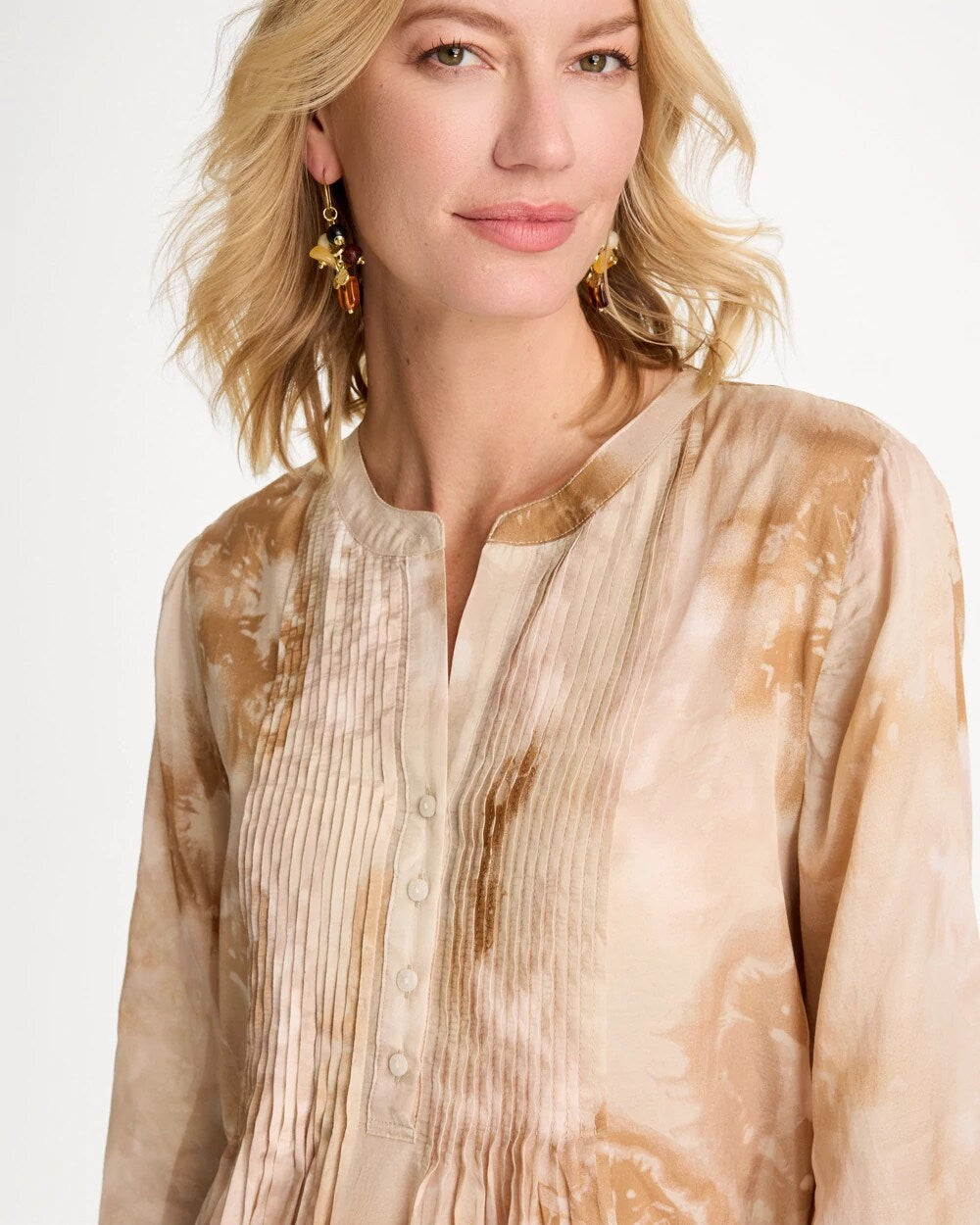 Cotton-Blend Pintuck Tunic