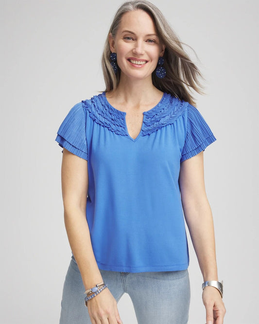 Touch of Cool Layered Pleated Flutter Tee