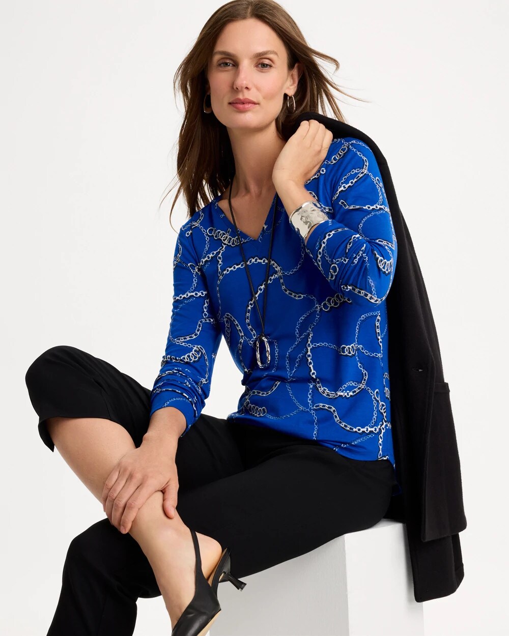 Gilded Touch of Cool V-Neck Layering Tee