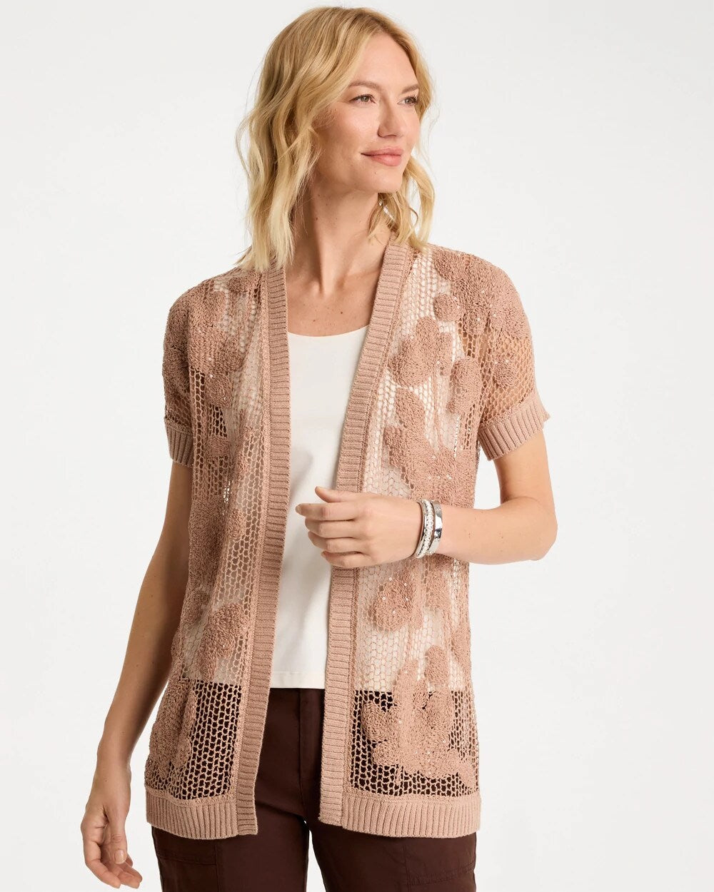 Cotton-Blend Crochet Cocoon Cardigan