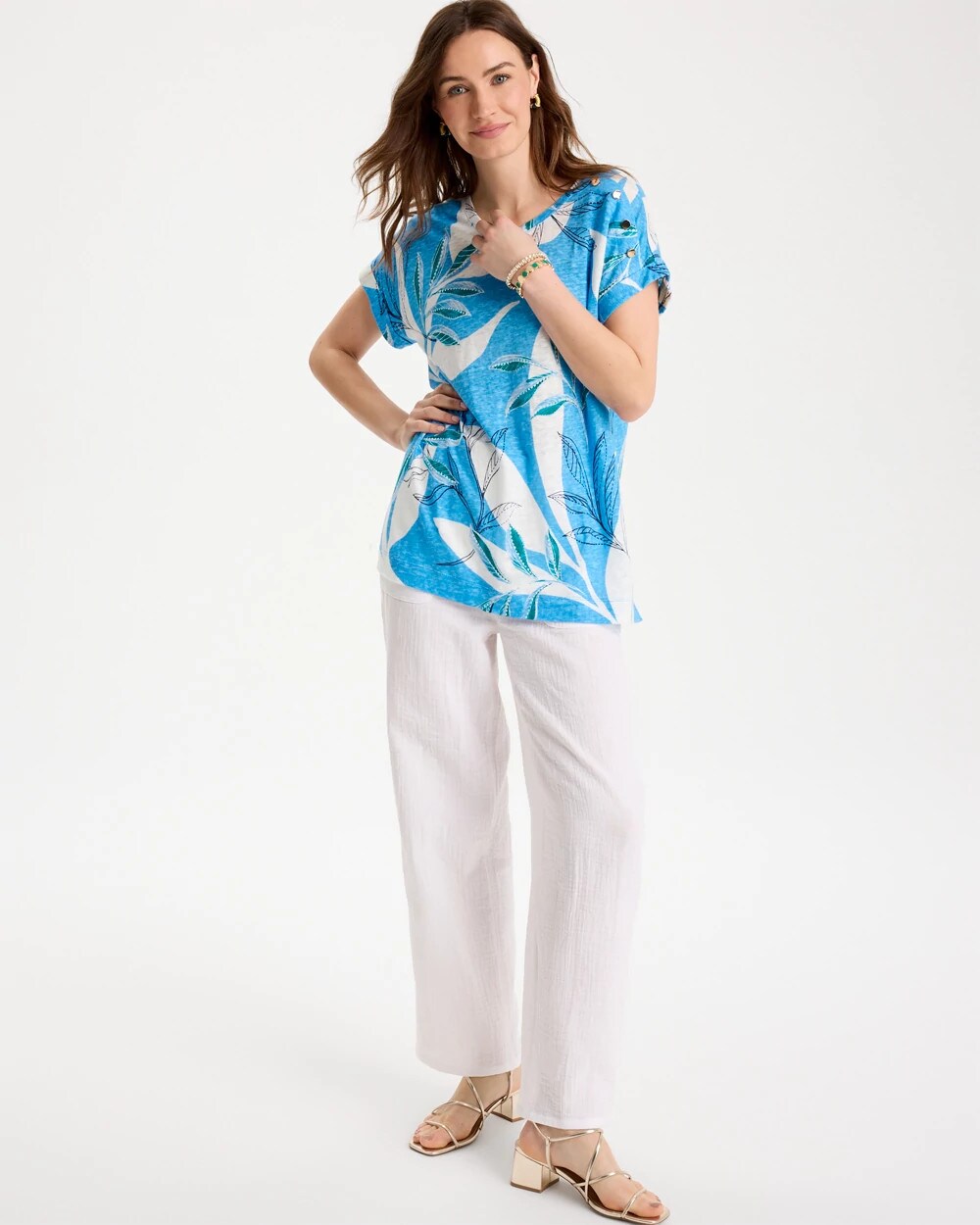 Printed Linen Button Tunic