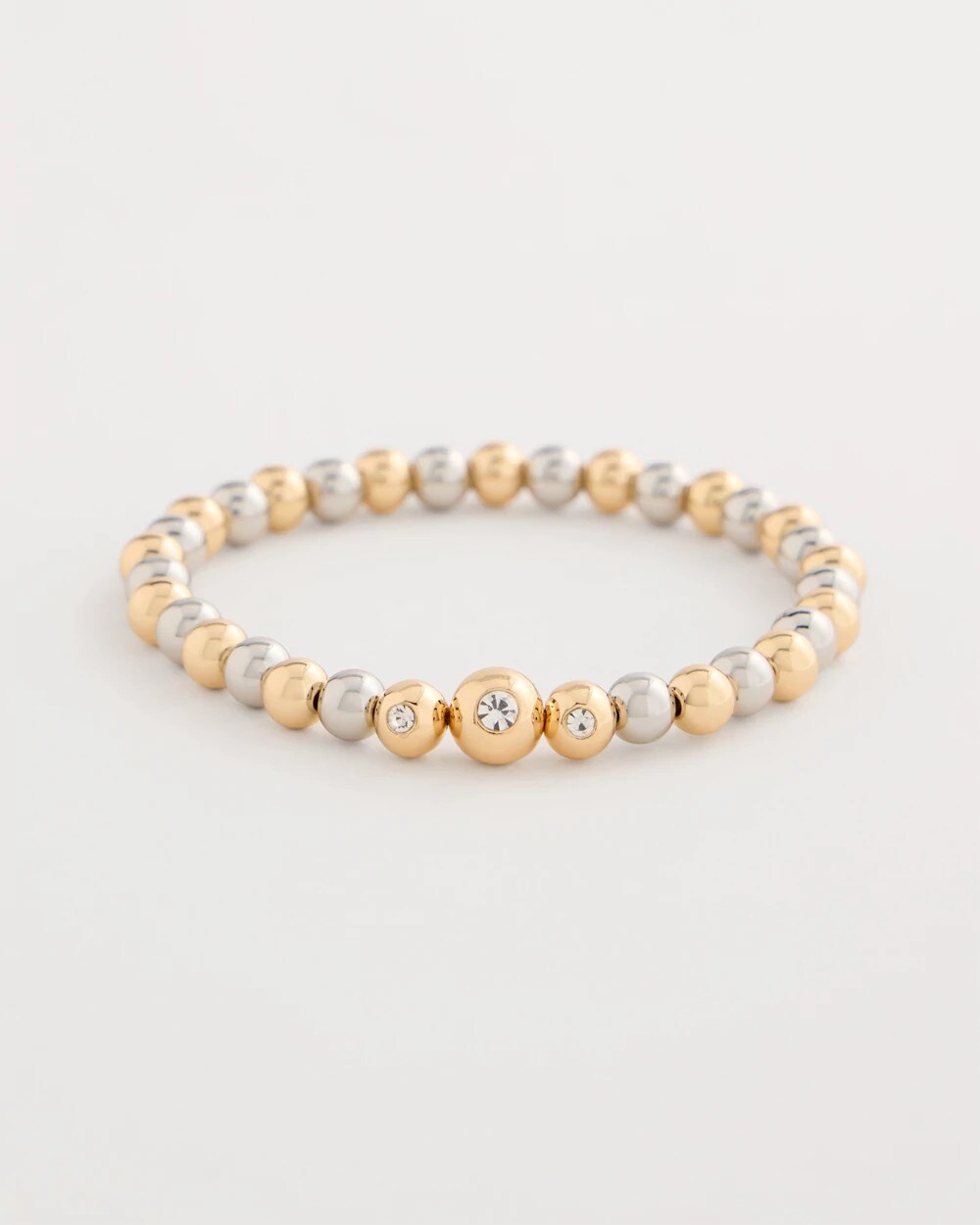 Mixed Metal Beaded Stretch Bracelet
