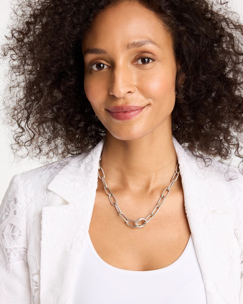 Silvertone Charm Link Necklace