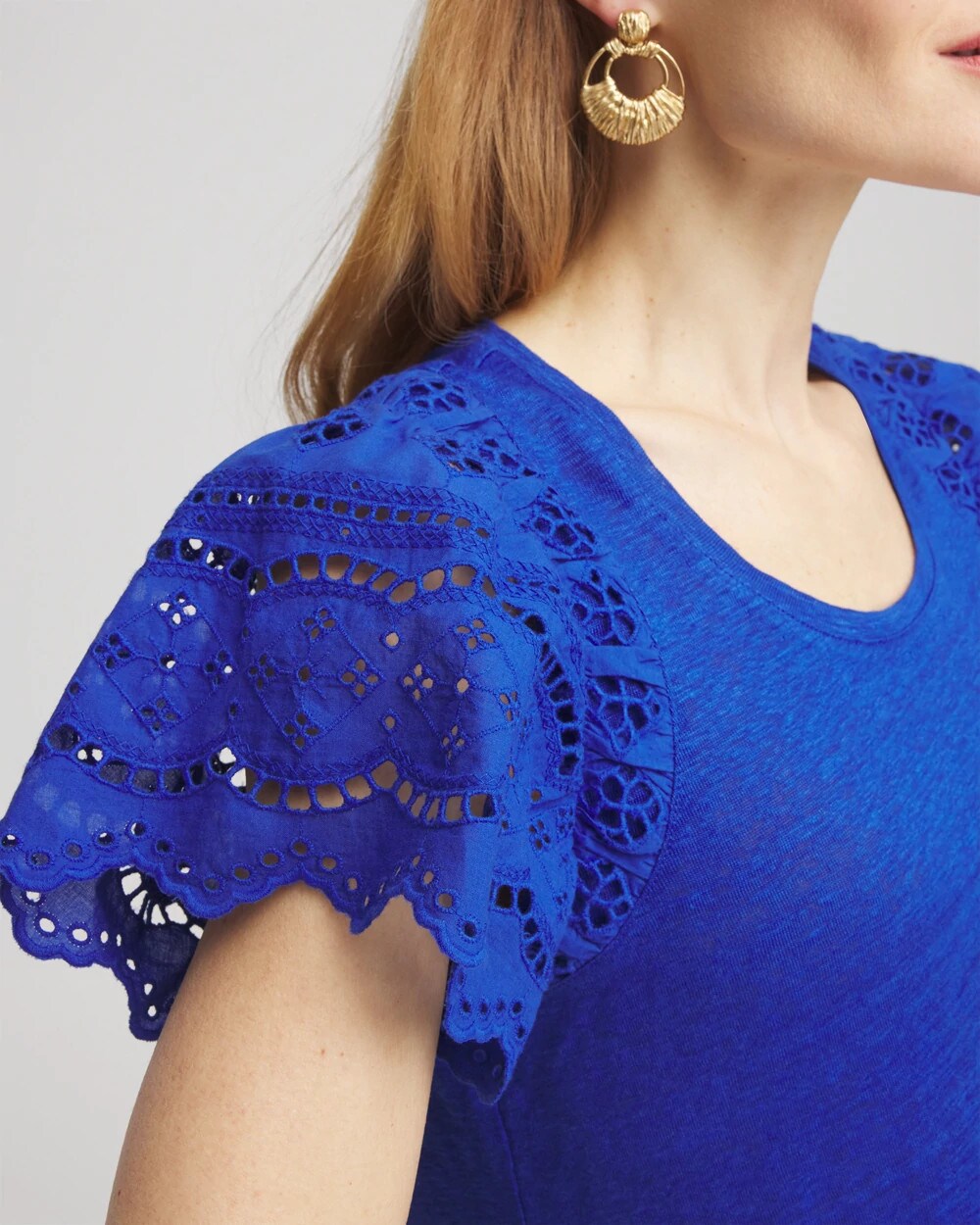 Linen Embroidered Lace Tee