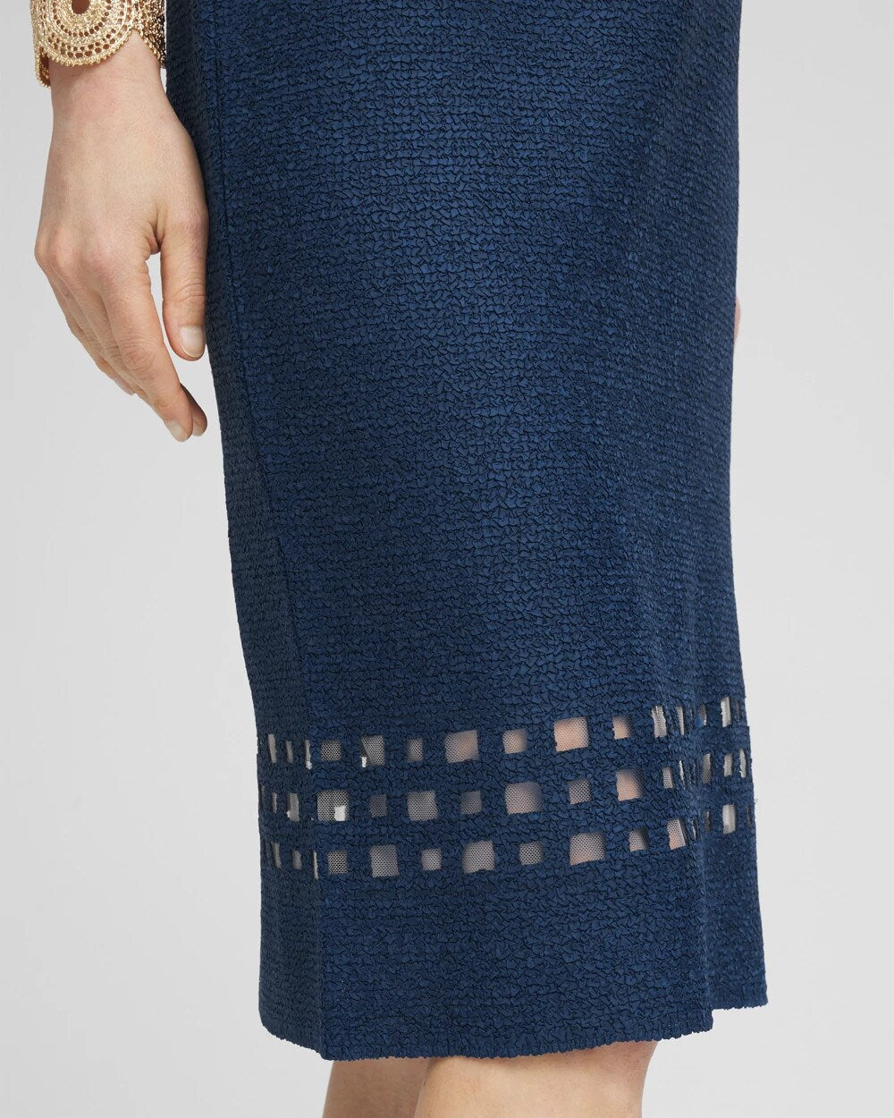 Travelers Sleeveless Crushed Cutout-Hem Dress