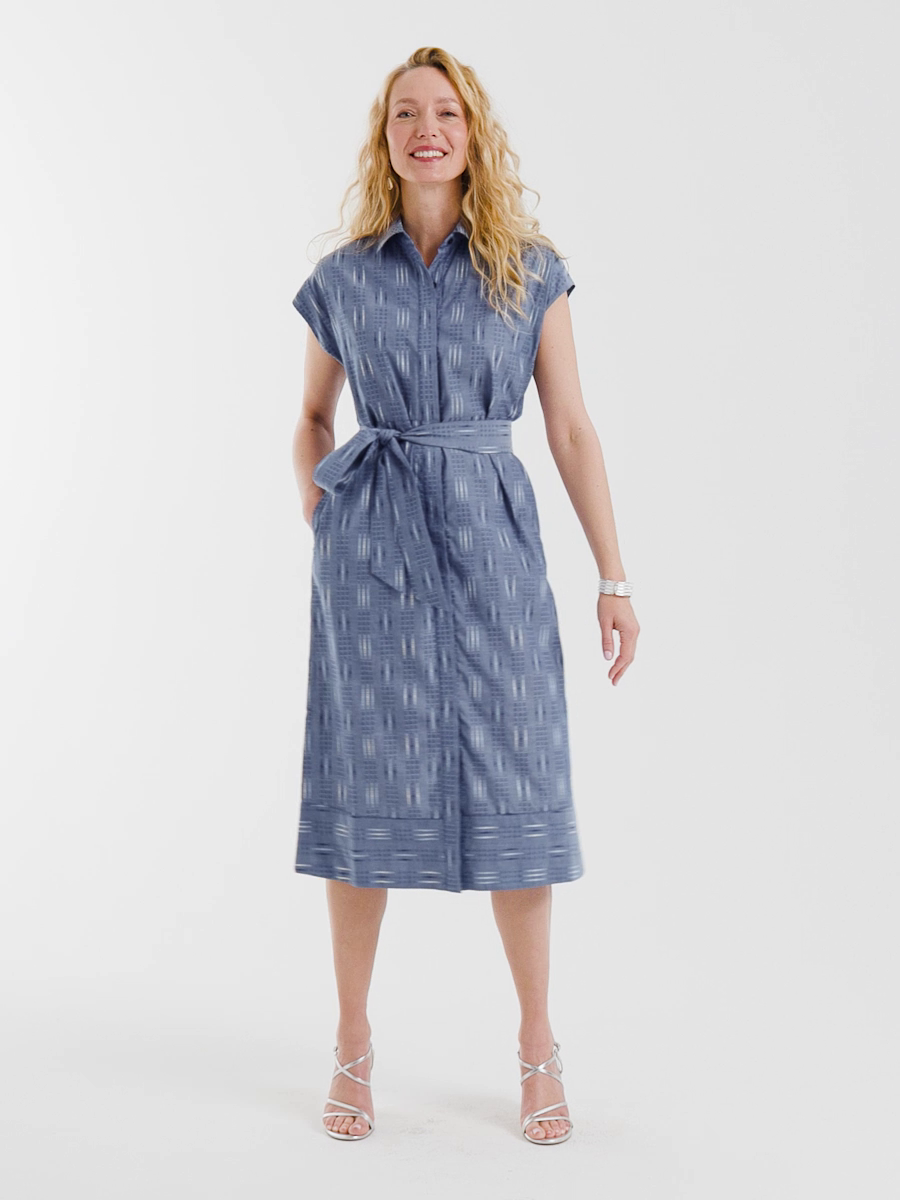Clip Jacquard Denim Shirtdress
