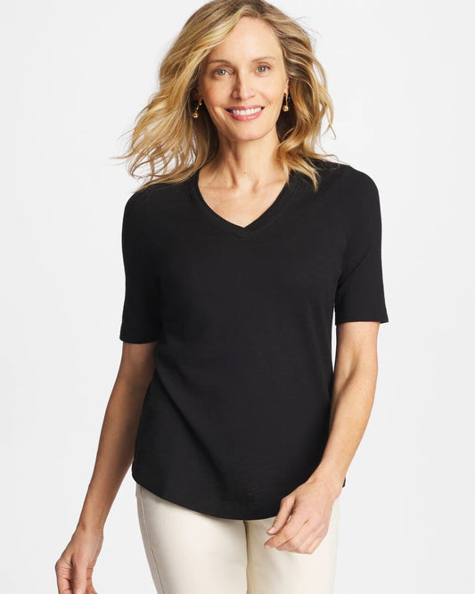 Cotton Slub V-Neck Tee