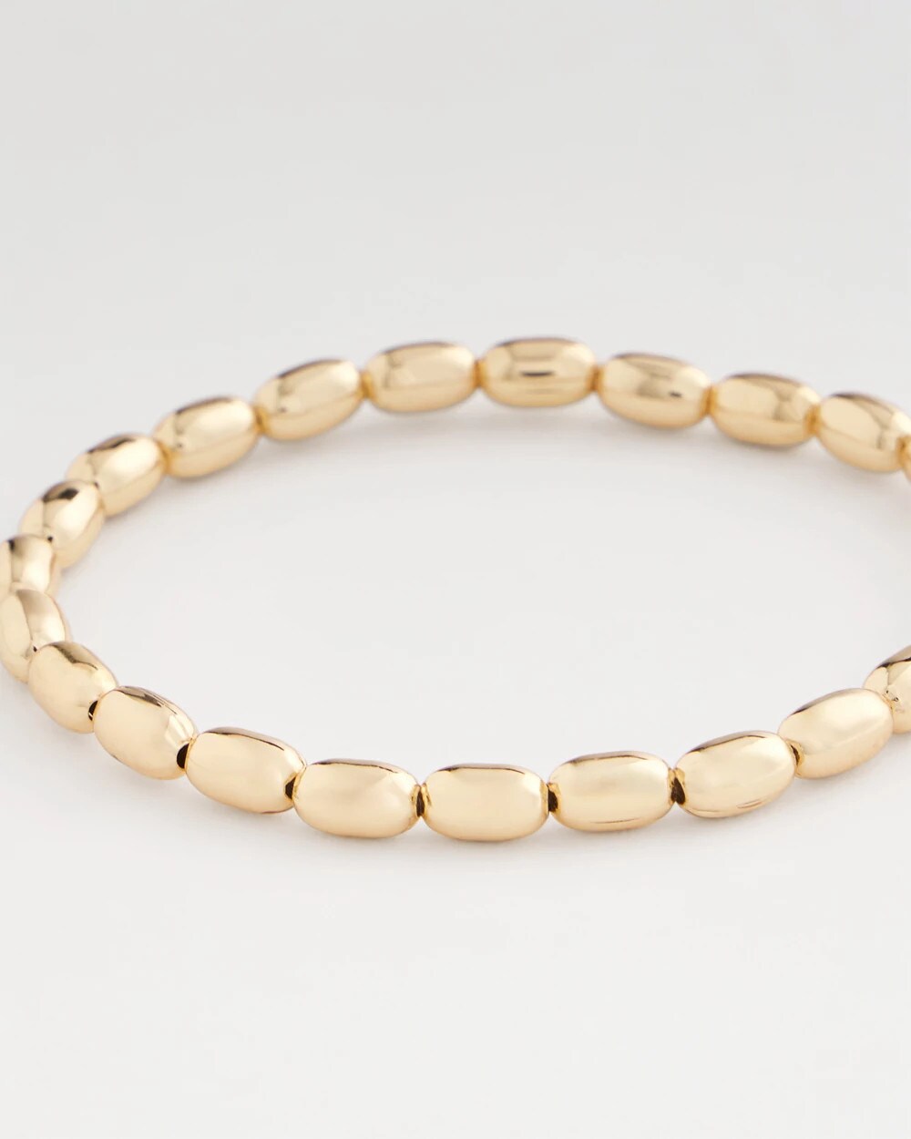 Goldtone Oval Beaded Stretch Bracelet