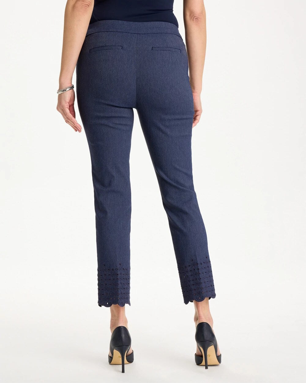 Brigitte Slim Embroidered Pull-On Crop Pant