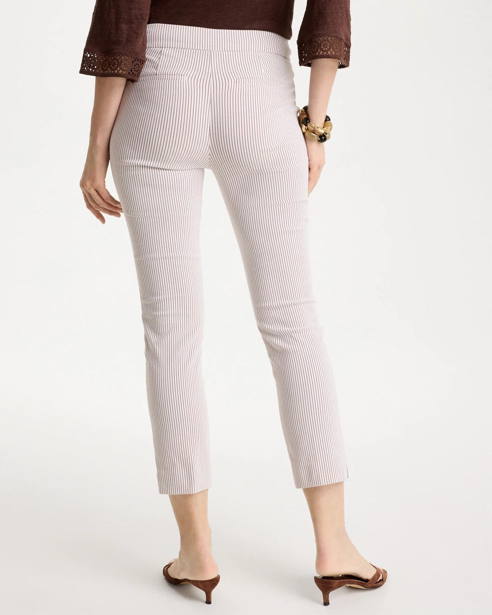 Striped Brigitte Slim Pull-On Crop Pant