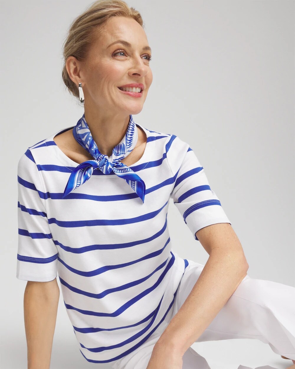 Striped Pima Cotton Bateau-Neck Tee