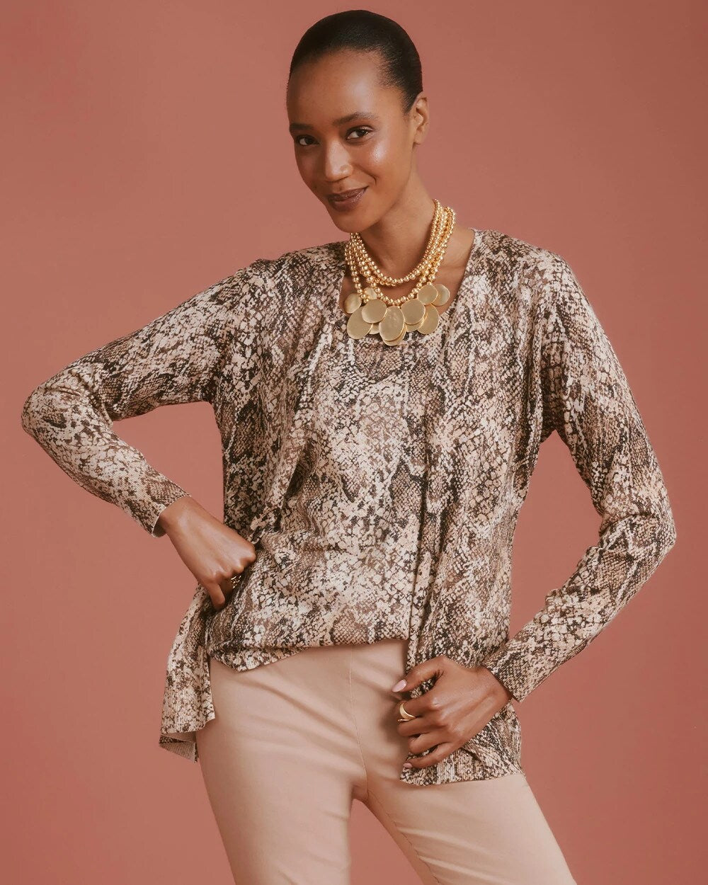 Ella Python Animal Print Cardigan