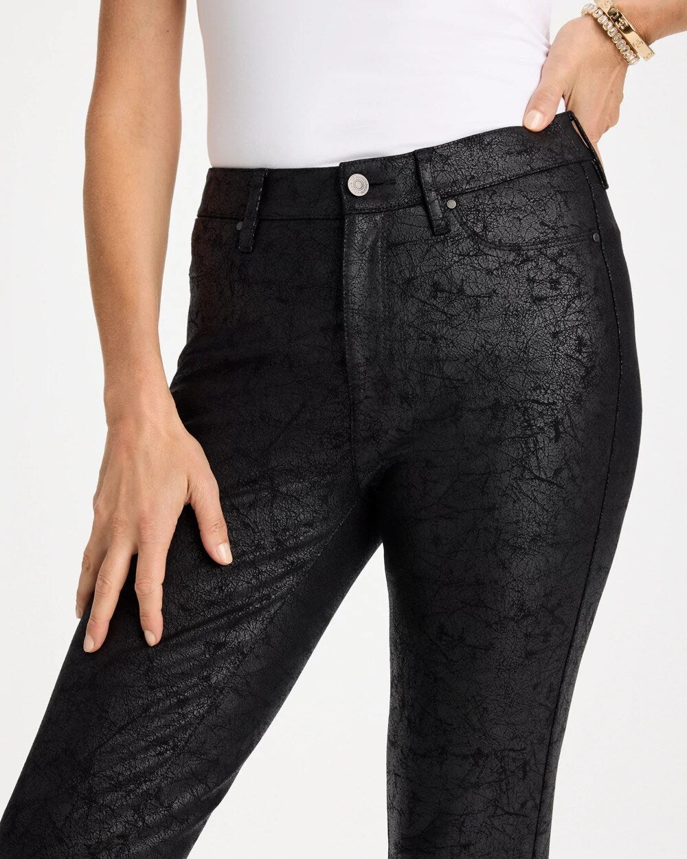 Faux Leather Five Pocket Skinny Pants