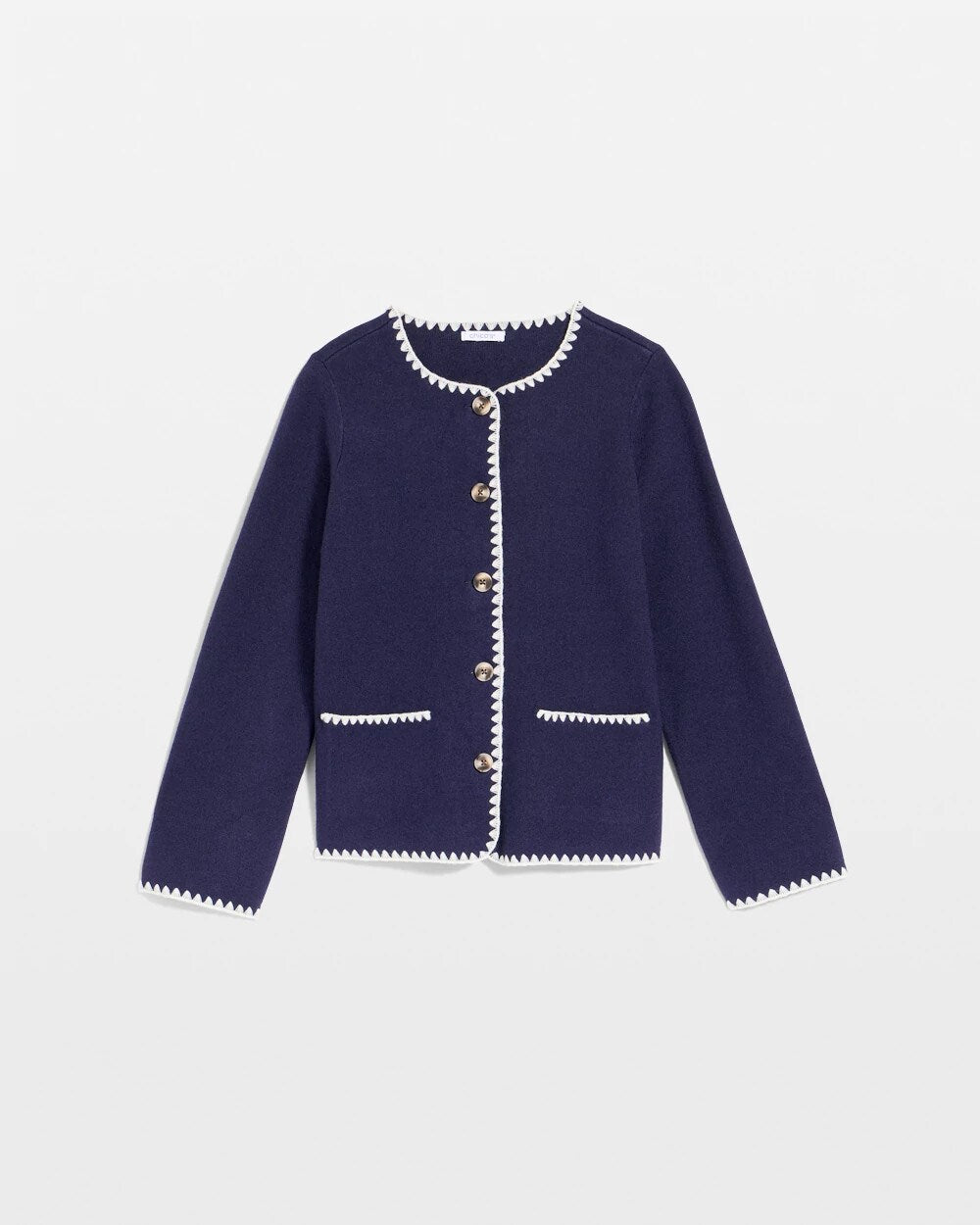 Blanket Stitch Crewneck Cardigan
