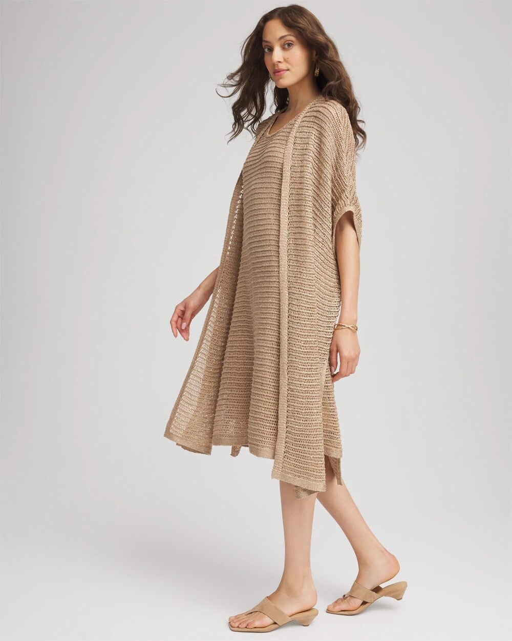 Crochet-Knit Sequins Ruana