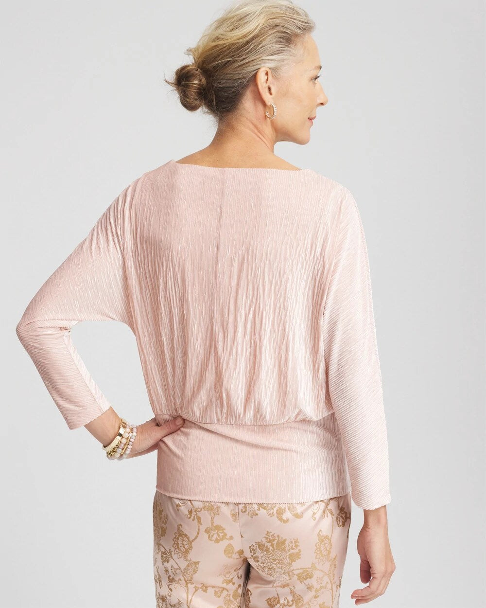Crinkle Velvet Banded Hem Top