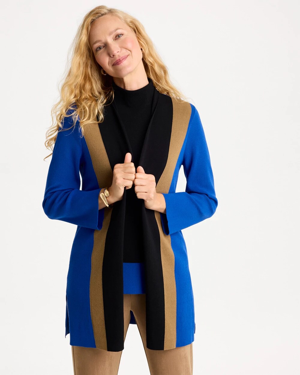 Travelers Collection Colorblock Knit Cardigan