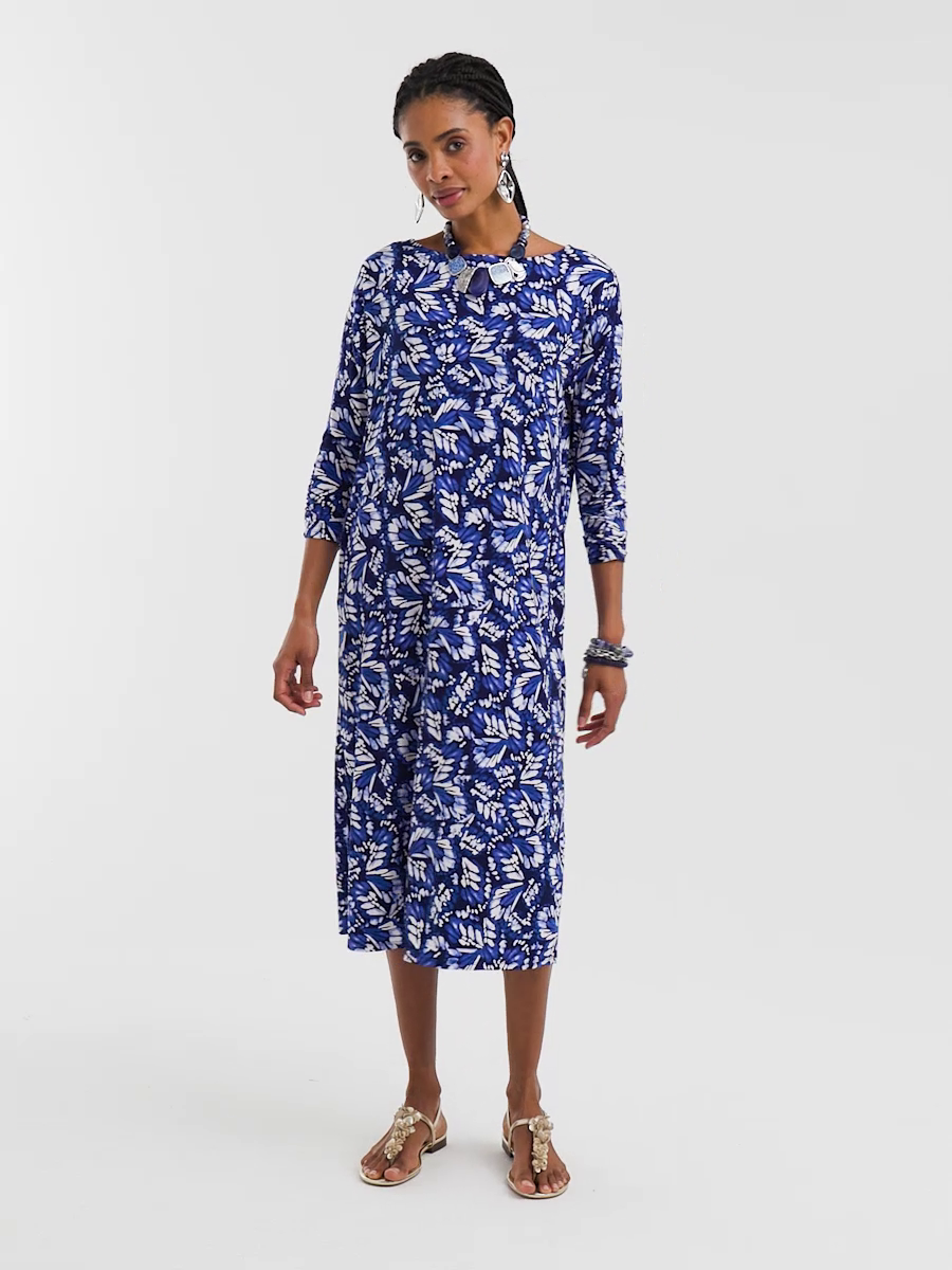 Batwing Sleeved Jersey Midi Dress