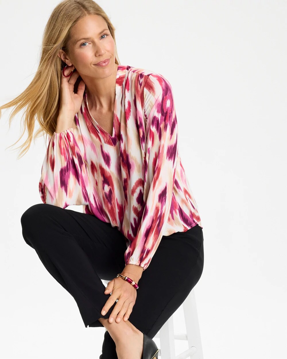 Crepe Sunset Long Sleeve Blouse
