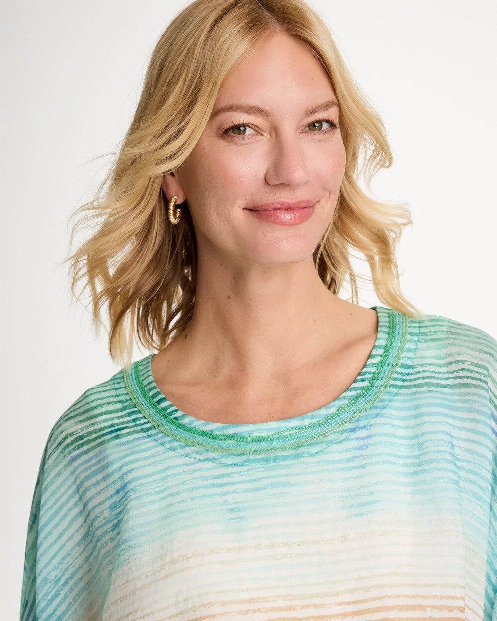 Ombre Coastal Printed Poncho