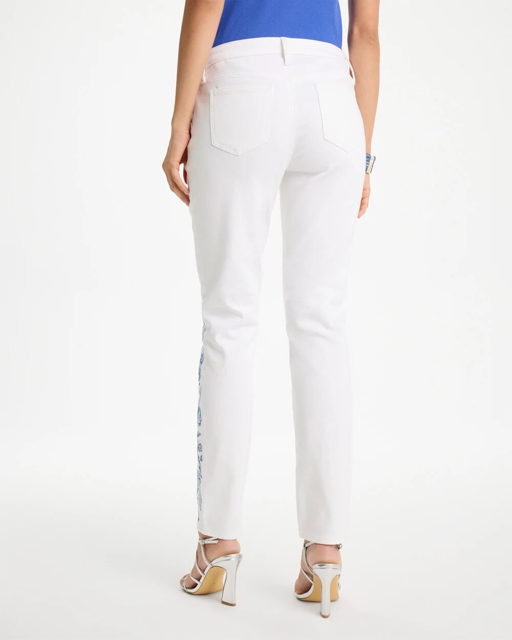 Embroidered Girlfriend Slim Ankle Jeans