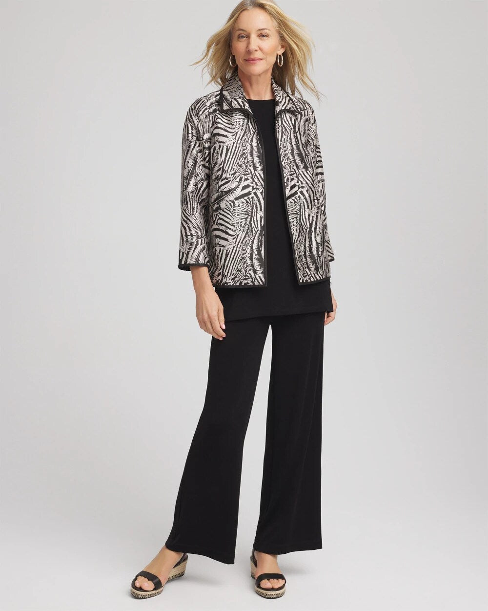 Travelers Collection Zebra-Jacquard Jacket