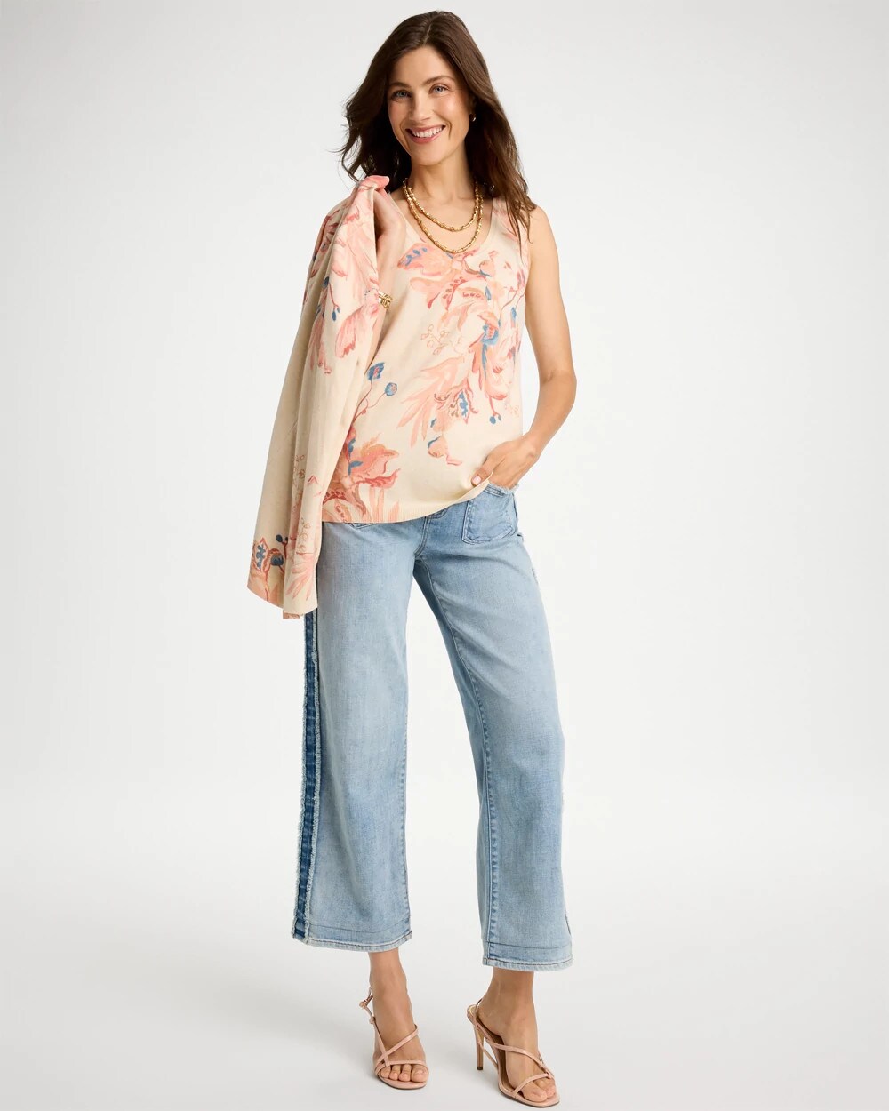 Ella Placed Print Sweater Tank