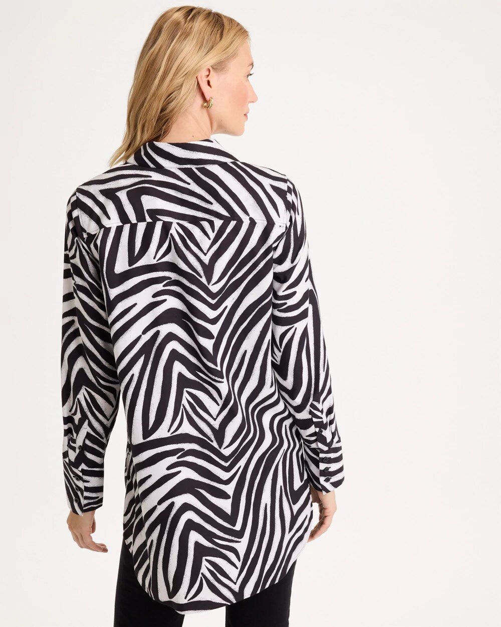 No Iron Stretch Zebra Animal Print Tunic