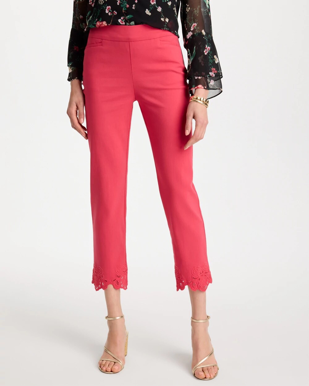 Embroidered Brigitte Slim Crop Pant