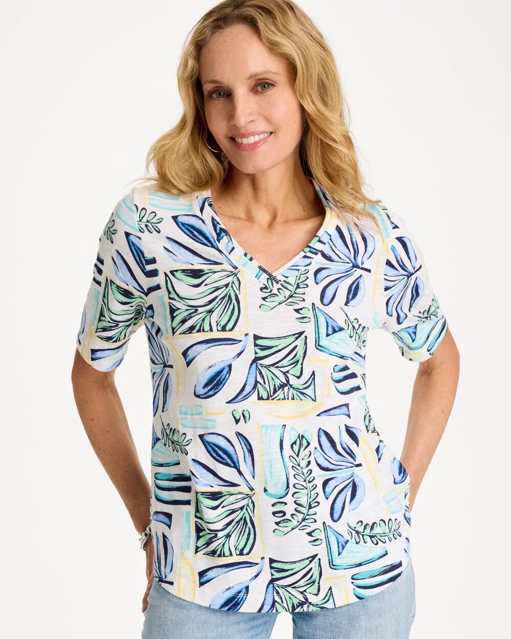 Palm Cotton Slub V-Neck Tee