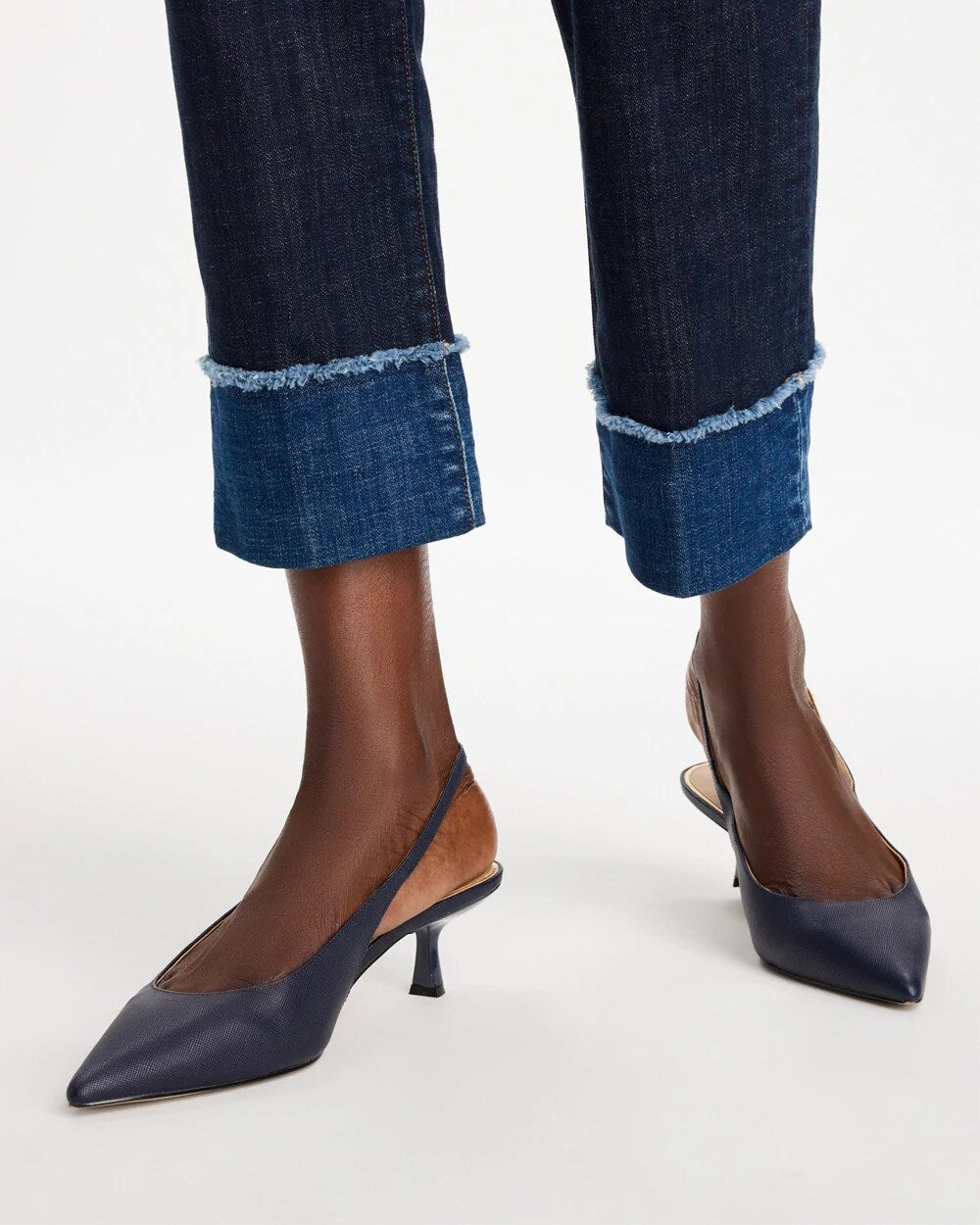 Girlfriend Frayed High-Rise Jeans