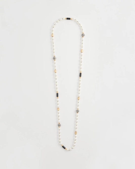 Faux Pearl Zebra Necklace