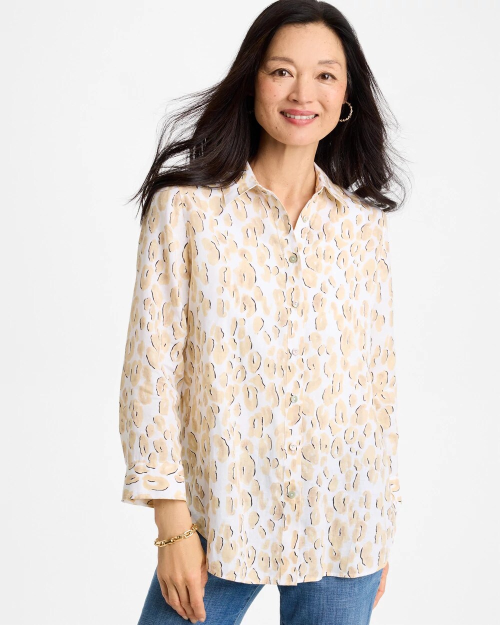 No Iron Linen Animal Print Shirt