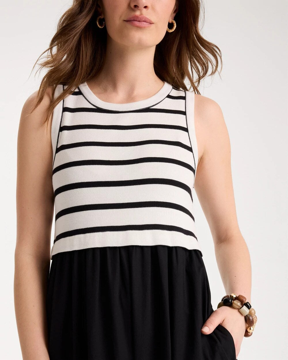 Poplin Cotton Rib Mix Dress