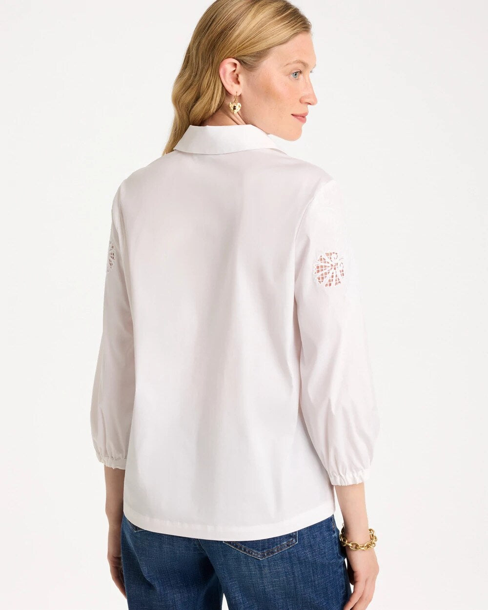 Embroidered Poplin Cotton Popover Shirt