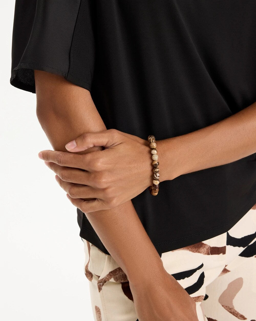 Genuine Zebra Jade Stone Stretch Bracelet